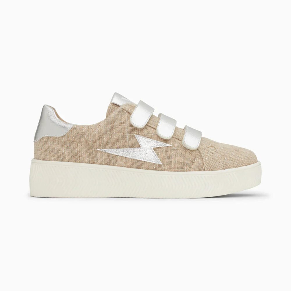 Baskets éclair Wissem beige et argent à scratchs