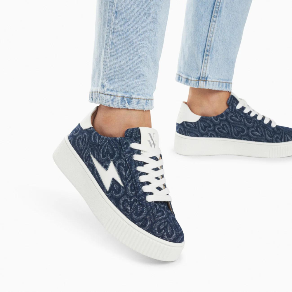 Baskets éclair Enola denim coeur à lacets - Image 2