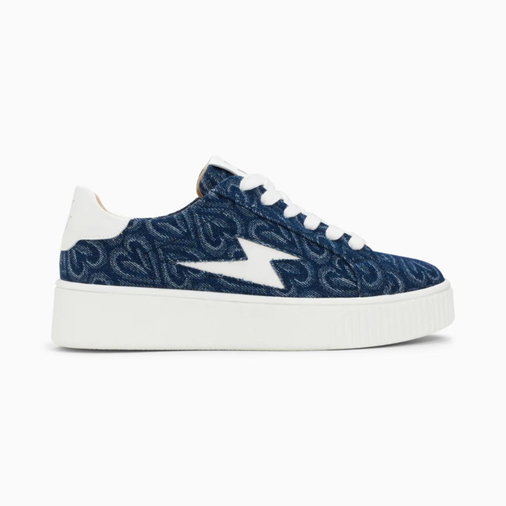Baskets éclair Enola denim coeur à lacets