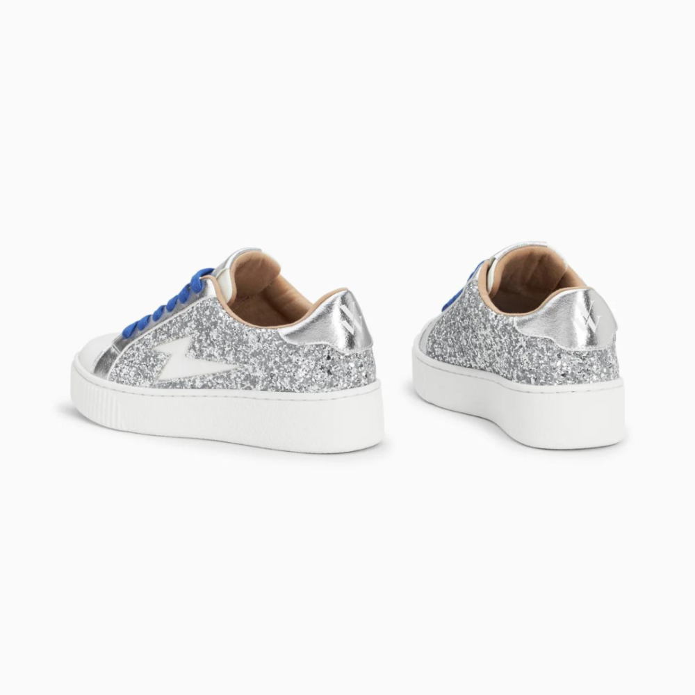 Baskets éclair Elise argent pailleté à lacets - Image 4