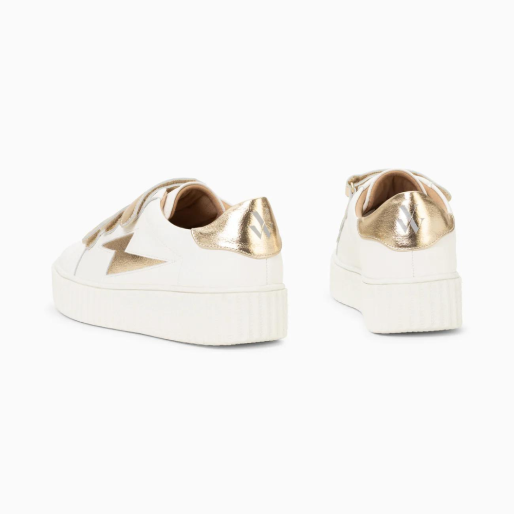 Baskets éclair Marilou blanc et or à scratchs - Image 3