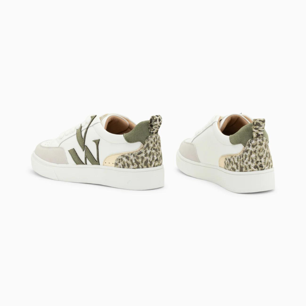Baskets monogramme Joyce blanc et kaki - Image 4