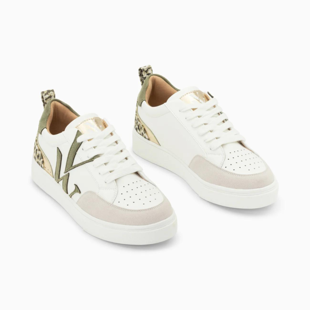 Baskets monogramme Joyce blanc et kaki - Image 3