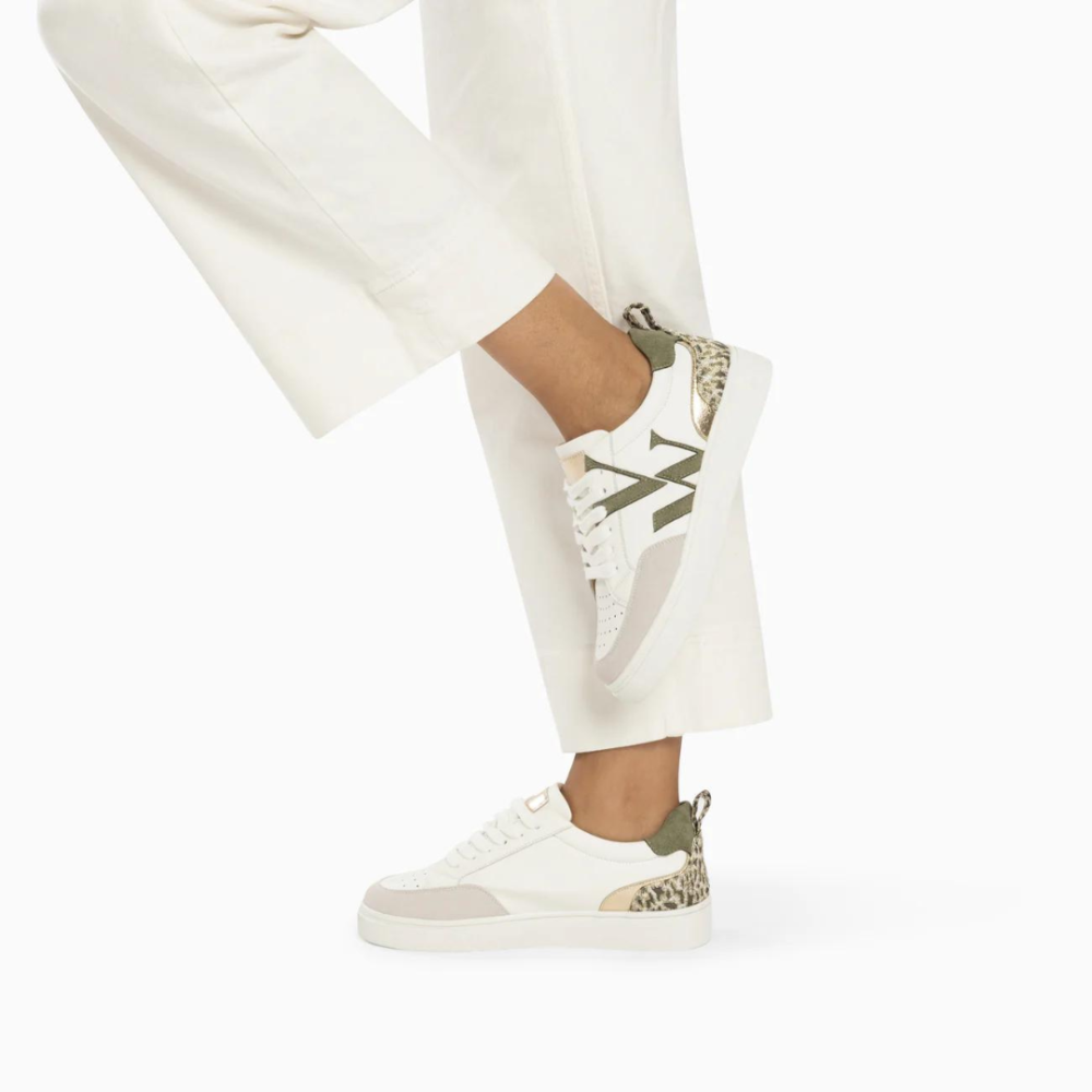 Baskets monogramme Joyce blanc et kaki - Image 2