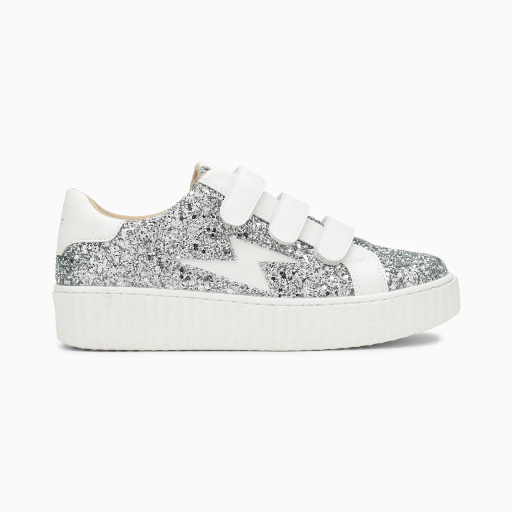 Baskets éclair Marielle à paillettes argent