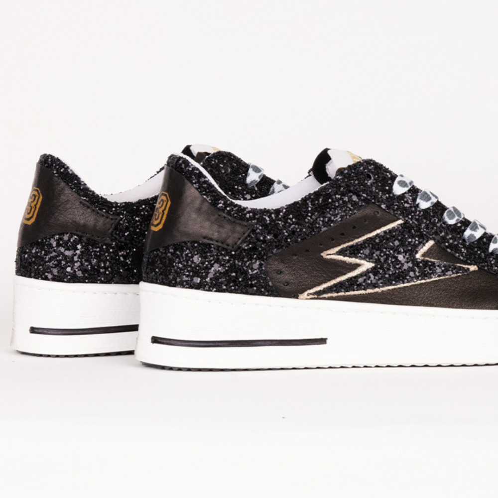 BASKETS NOUBAR BASSES CUIR NOIR GLITTER NOIR 10509 - Image 3