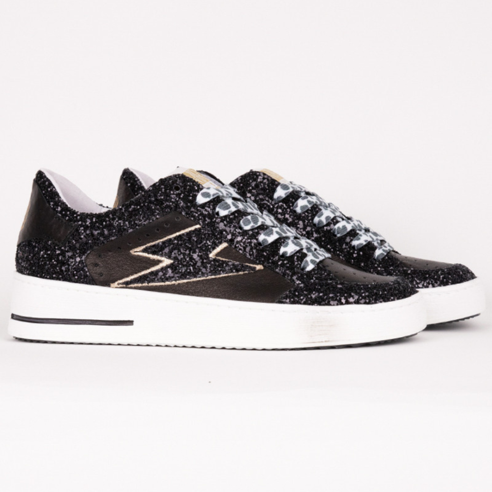 BASKETS NOUBAR BASSES CUIR NOIR GLITTER NOIR 10509 - Image 2